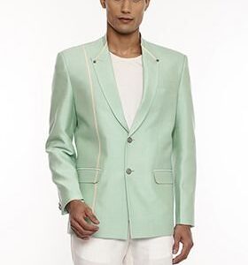 Pastel Green Silk Blazer For Men