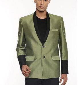 Green And Black Two Button Blazer For Men