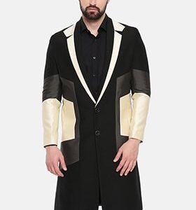 Black And Beige Trench Coat For Men