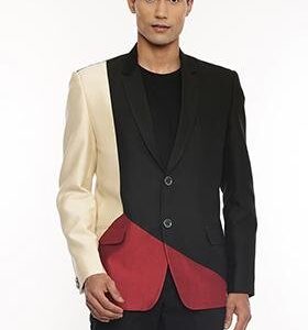 Black And Beige Three Colour Blazer For Men