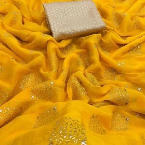 Chanderi Poly Chiffon Lace border Saree With Blouse