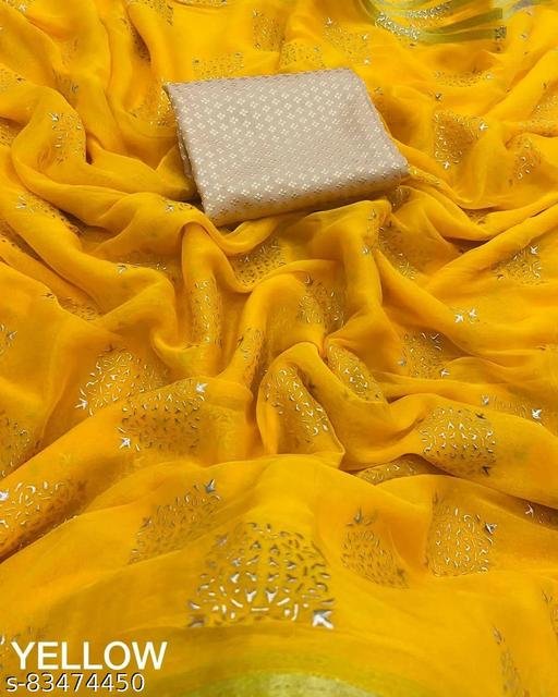 Chanderi Poly Chiffon Lace border Saree With Blouse
