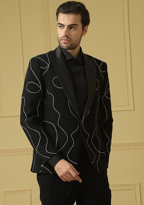 Black Versatile Tweed Set For Men