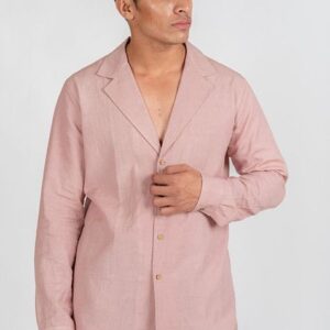 Rose Pink Solid Blazer For Men