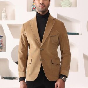 Beige Corduroy Blazer For Men