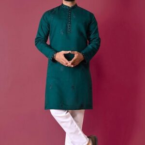 Royal Blue Hand Work Silk Kurta Set For Men