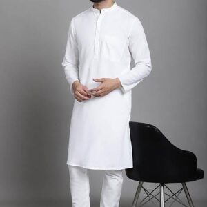 Purple Hand Embroidered Cotton Kurta For Men