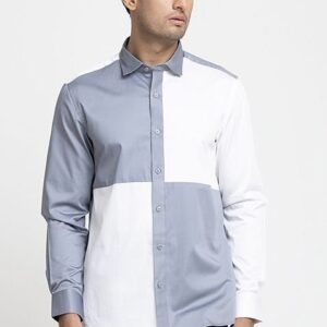 Grey Patchwork Palette Shirt For Men