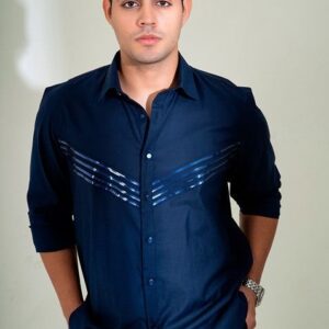 Royal Blue Tape Shirt For Men