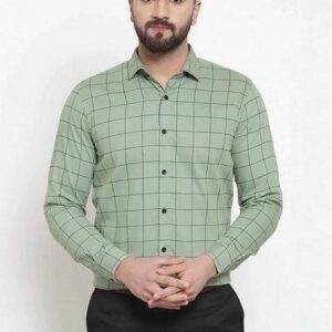 Pista Green Printed Cotton Shirt For Men