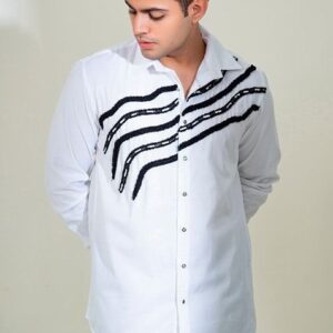 White Patterned Shirt For Men