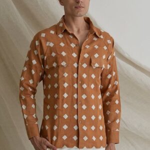 Brown Diamonds In The Sky Printed Shirt