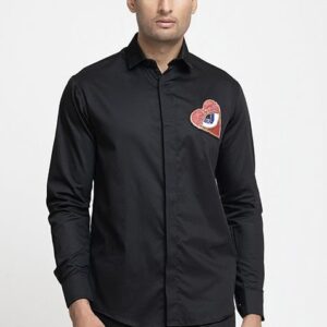 Red Heart Embroidered Amor Shirt For Men