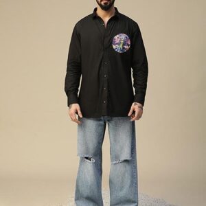 Black Ufo Hand Painted Shirt
