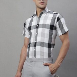 Black Checkered Cotton Shirt For Men