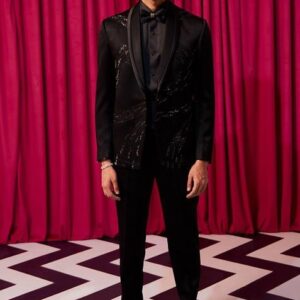 Black Embellished Sauve Tuxedo Set For Men