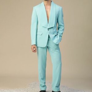 Blue Embroidered Elegant Suit Set
