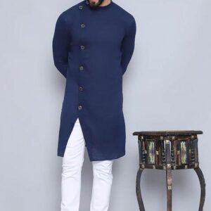 Maroon Solid Cotton Kurta For Men