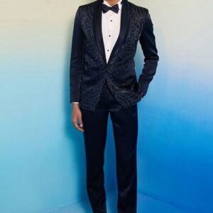 Blue Embellished Elara Tuxedo Set For Men