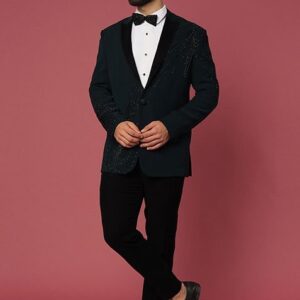 Bottle Green Satin Tuxedo For Men
