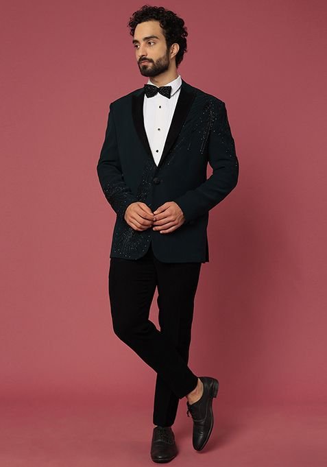 Bottle Green Satin Tuxedo For Men