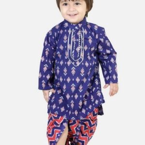 Purple Printed Kurta With Dhoti Pants (Set of 2)