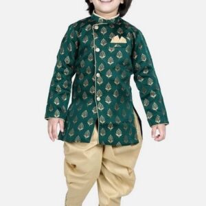 Green Foil Print Kurta With Pants (Set of 2)