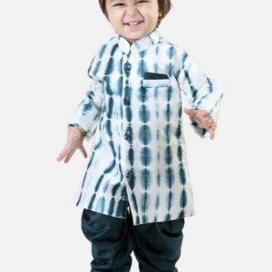 Blue Tie And Dye Printed Kurta With Pants (Set of 2)