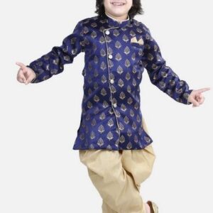 Blue Foil Print Kurta With Pants (Set of 2)