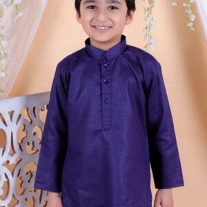 Blue Printed Cotton Kurta With Pants (Set of 2)