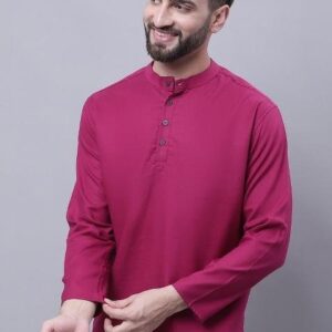 Wine Plain Pure Cotton Kurta For Men