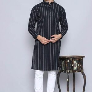 Yellow Solid Cotton Kurta For Men