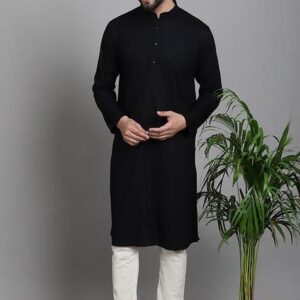 Green Hand Embroidered Cotton Kurta For Men