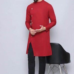 Black Striped Cotton Kurta For Men