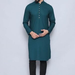 Yellow Hand Embroidered Rayon Kurta For Men