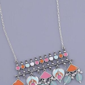 Silver Oxidised Alloy Necklace Set