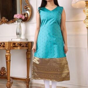 Blue Ethnic Motifs Embroidery Poly Blend Kurta
