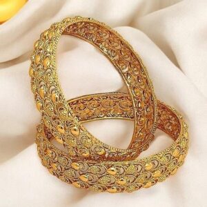 Set Of 2 Gold Plated Filigree Design Bangle Set