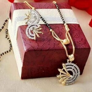 Gold Beaded Gold Plated Mangalsutra With Earrings