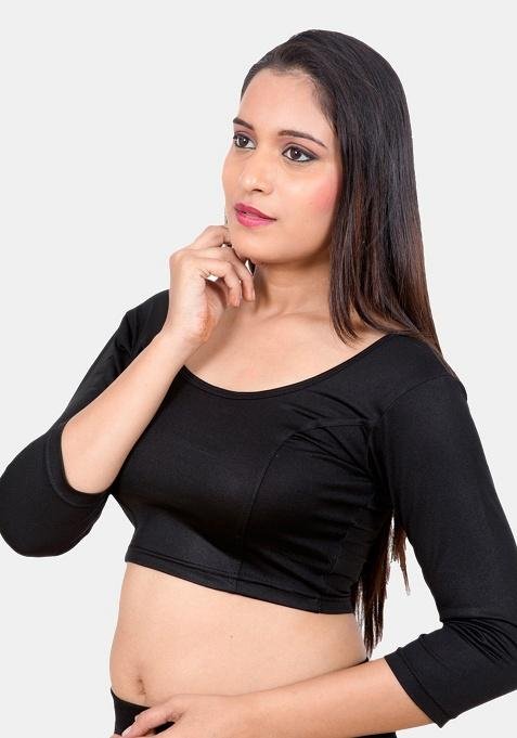 Black Plain Lycra Blouse