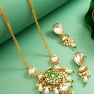 Green Gold Plated Brass Jewellery Set