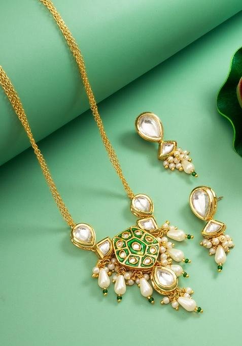 Green Gold Plated Brass Jewellery Set