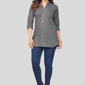 Black Printed Cotton Kurti