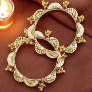 Set Of 2 Gold Plated Jaipuri Meenakari Bangle Set