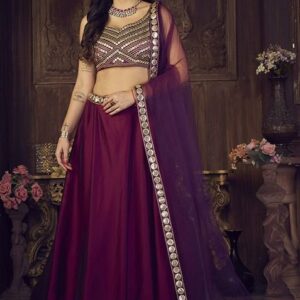Purple Sequin Embroidered Rangoli Silk Lehenga Set